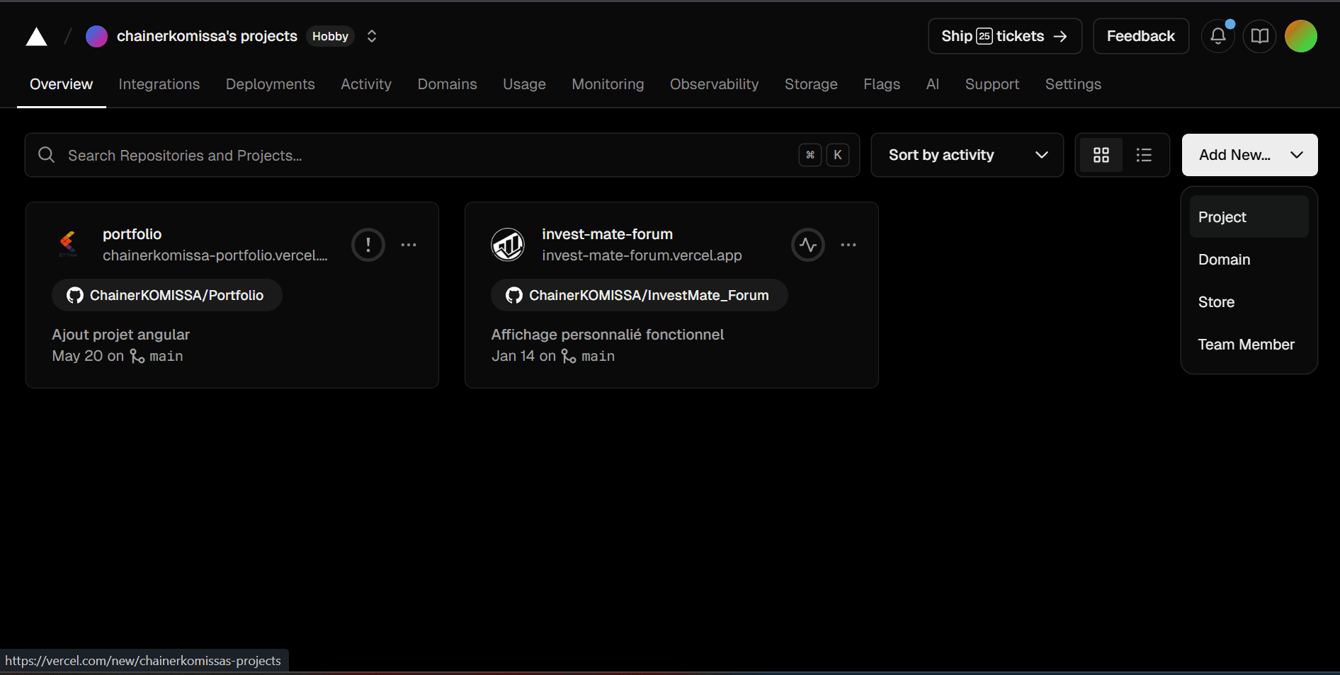 Import depuis GitHub